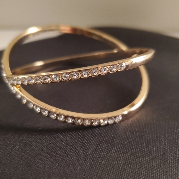 Gold Tone & Crystal Criss Cross Infinity Bracelet - Picture 4 of 5